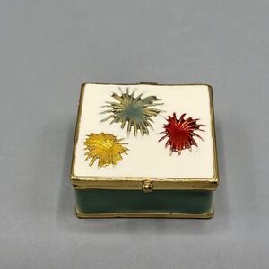 Work of Art Mini Trinket Box Enameled Hinged Magnetic Shelf Decor Multicolor